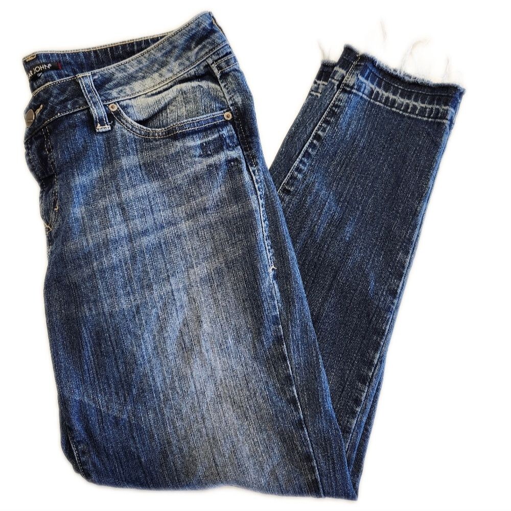 Dear John Cropped Joyrich Comfort Skinny, Medium Blue Wash, Size 29